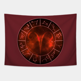Aries Zodiac Symbol Tapestry