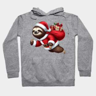 Festive Sloth Santa Christmas Xmas Holiday Funny Hoodie