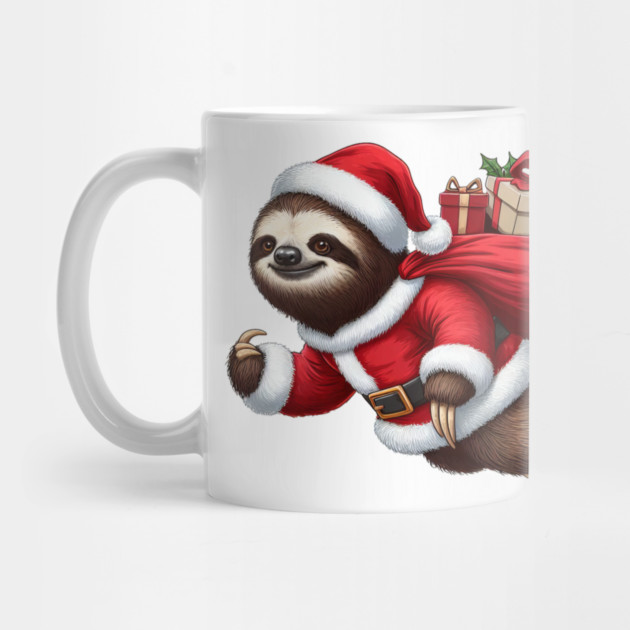 Festive Sloth Santa Christmas Xmas Holiday Funny by Frank Ring