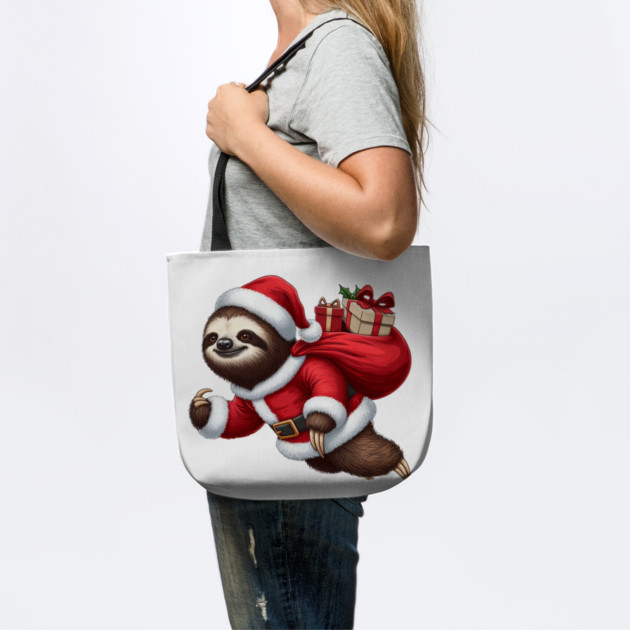 Festive Sloth Santa Christmas Xmas Holiday Funny by Frank Ring