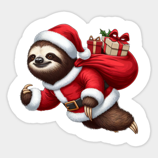 Festive Sloth Santa Christmas Xmas Holiday Funny Sticker by Frank Ring
