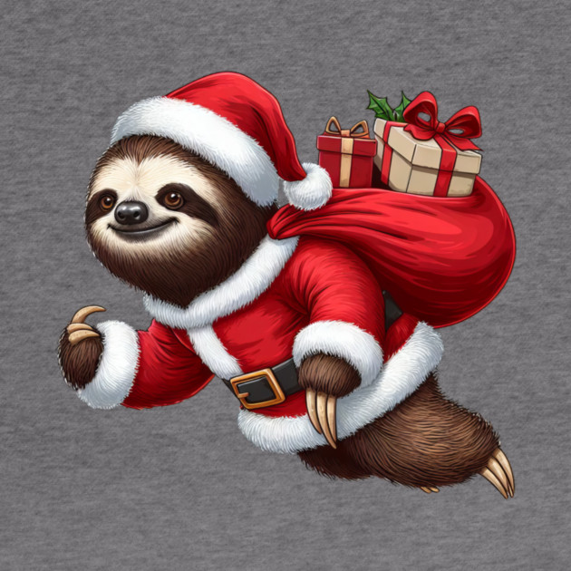 Festive Sloth Santa Christmas Xmas Holiday Funny by Frank Ring