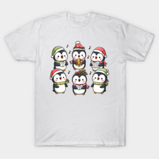 Festive Penguin Carolers Singing Christmas Cute Carols T-Shirt