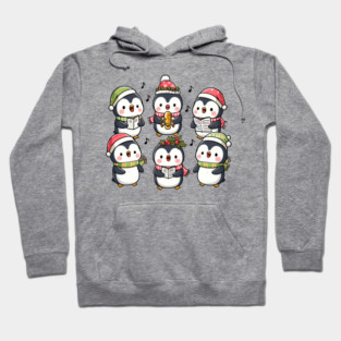 Festive Penguin Carolers Singing Christmas Cute Carols Hoodie