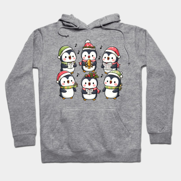 Festive Penguin Carolers Singing Christmas Cute Carols Hoodie by Frank Ring