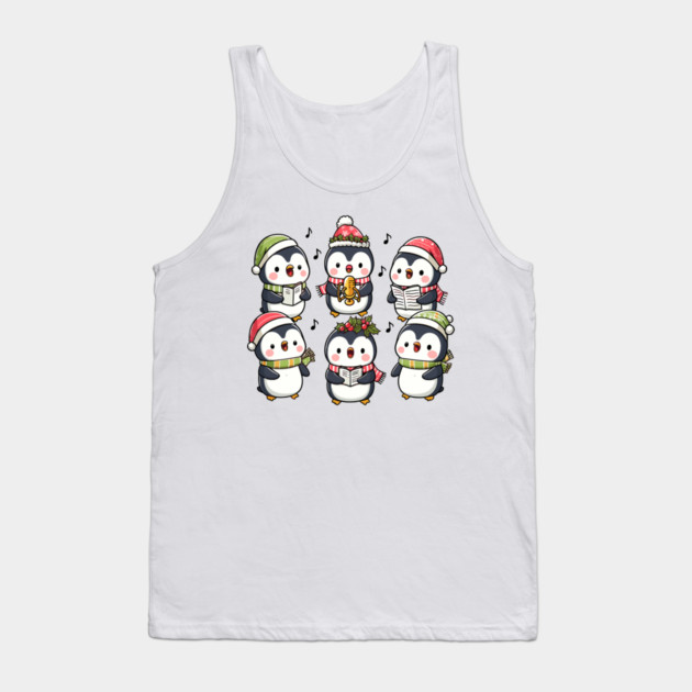 Festive Penguin Carolers Singing Christmas Cute Carols Tank Top by Frank Ring
