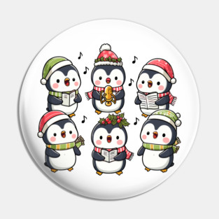 Festive Penguin Carolers Singing Christmas Cute Carols Pin