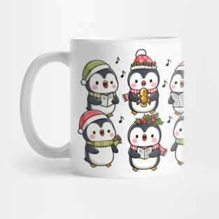 Festive Penguin Carolers Singing Christmas Cute Carols Mug