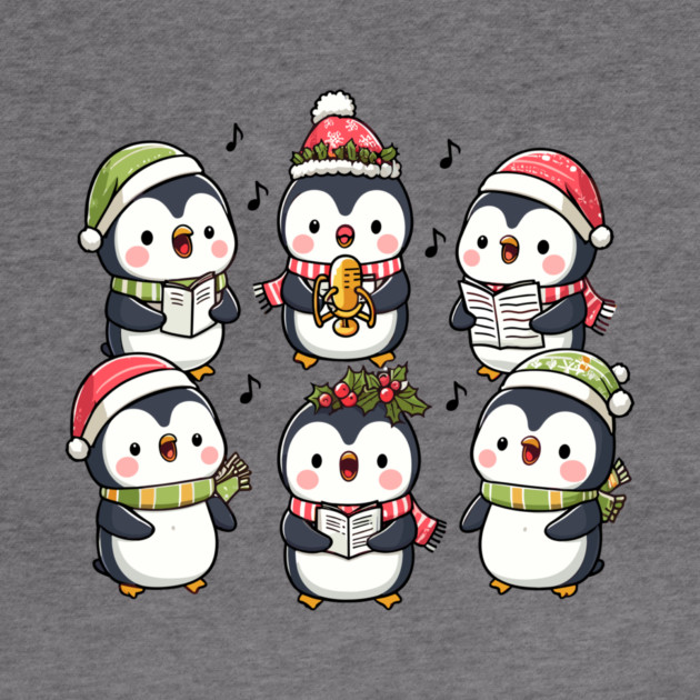 Festive Penguin Carolers Singing Christmas Cute Carols by Frank Ring