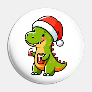 Cute Dino Santa Hat Xmas Cartoon Christmas Dinosaur Pin