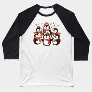 Festive Penguin Carolers Singing Christmas Cute Carols Baseball T-Shirt
