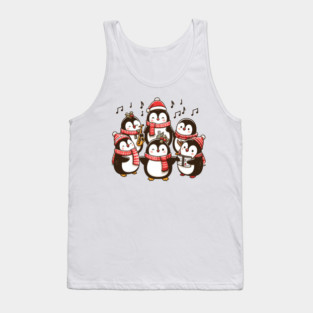 Festive Penguin Carolers Singing Christmas Cute Carols Tank Top