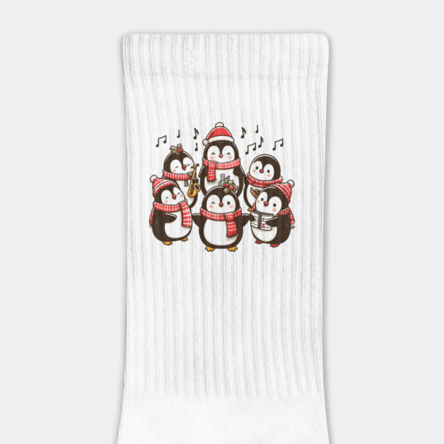 Festive Penguin Carolers Singing Christmas Cute Carols by Frank Ring