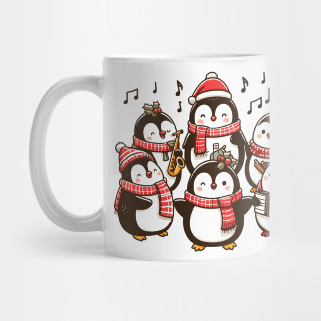 Festive Penguin Carolers Singing Christmas Cute Carols by Frank Ring
