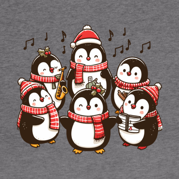 Festive Penguin Carolers Singing Christmas Cute Carols by Frank Ring
