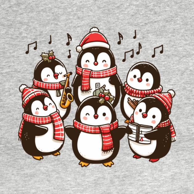 Festive Penguin Carolers Singing Christmas Cute Carols by Frank Ring
