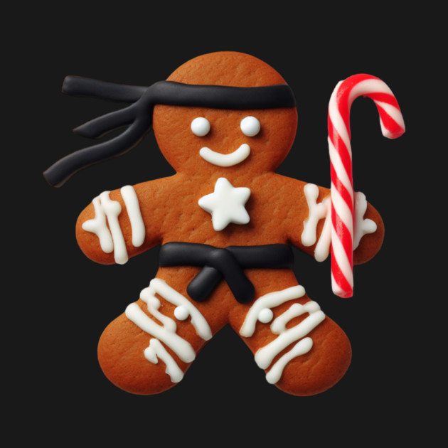 Funny Ninja Gingerbread Man Cookie Candy Cane Sword by Frank Ring