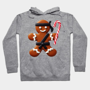 Funny Ninja Gingerbread Man Cookie Candy Cane Sword Hoodie