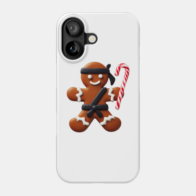 Funny Ninja Gingerbread Man Cookie Candy Cane Sword Phone Case by Frank Ring