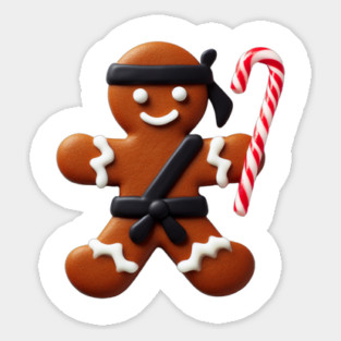 Funny Ninja Gingerbread Man Cookie Candy Cane Sword Magnet