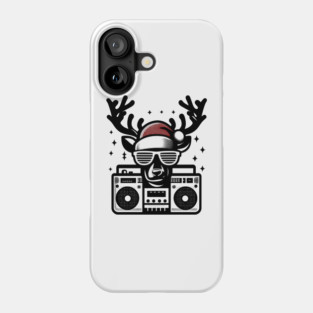 Retro Christmas Reindeer Santa Hat Phone Case