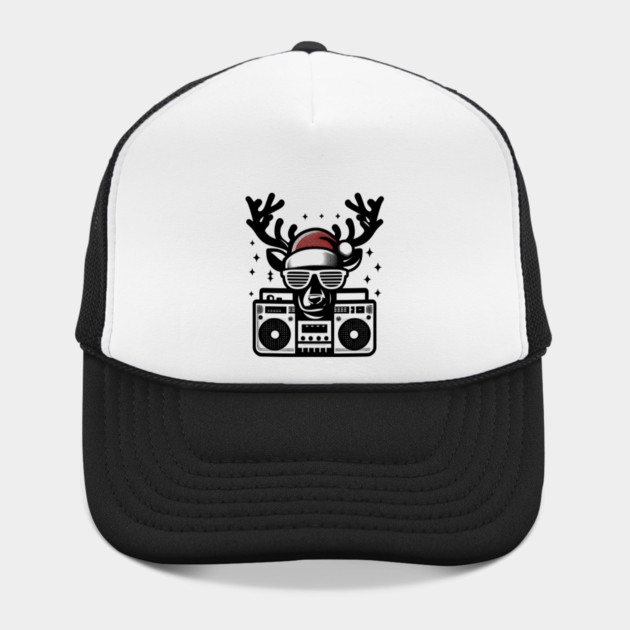 Retro Christmas Reindeer Santa Hat by Frank Ring