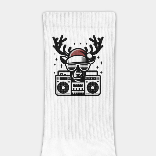 Retro Christmas Reindeer Santa Hat by Frank Ring