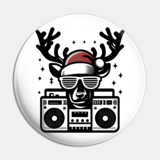 Retro Christmas Reindeer Santa Hat Pin