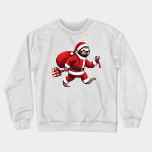 Festive Sloth Santa Christmas Xmas Holiday Funny Crewneck Sweatshirt