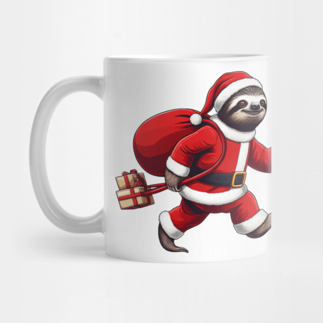 Festive Sloth Santa Christmas Xmas Holiday Funny by Frank Ring