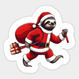 Festive Sloth Santa Christmas Xmas Holiday Funny Magnet