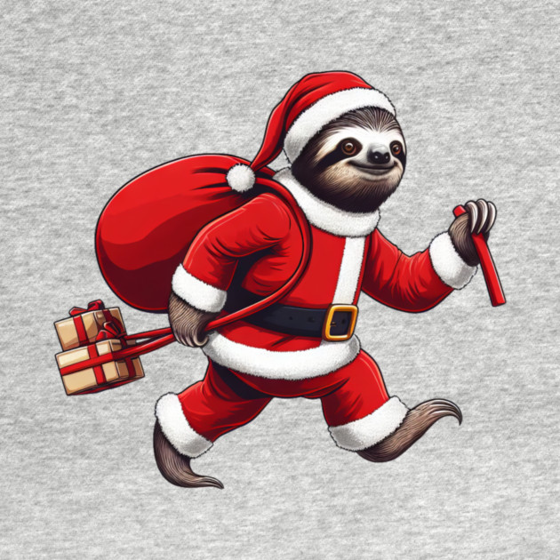 Festive Sloth Santa Christmas Xmas Holiday Funny by Frank Ring
