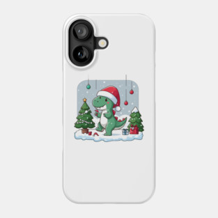 Cute Dino Santa Hat Xmas Cartoon Christmas Dinosaur Phone Case