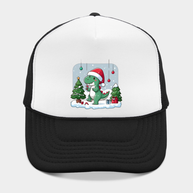 Cute Dino Santa Hat Xmas Cartoon Christmas Dinosaur by Frank Ring