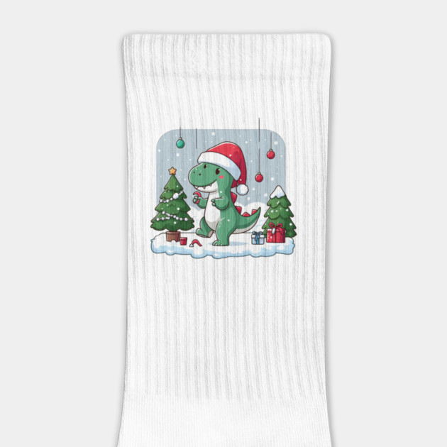 Cute Dino Santa Hat Xmas Cartoon Christmas Dinosaur by Frank Ring