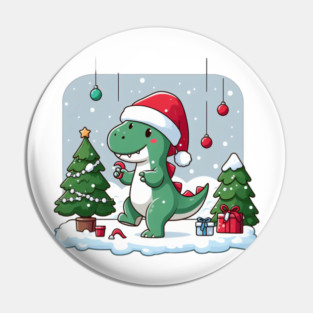 Cute Dino Santa Hat Xmas Cartoon Christmas Dinosaur Pin