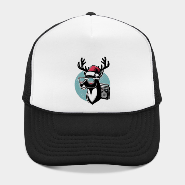 Retro Christmas Reindeer Santa Hat by Frank Ring