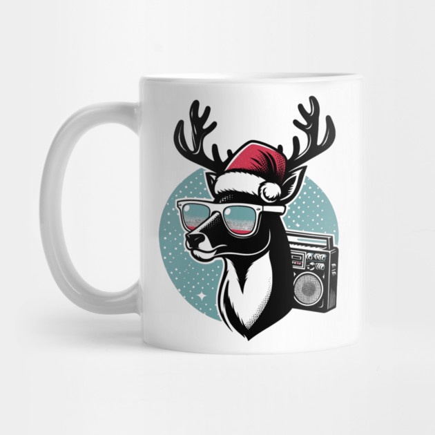 Retro Christmas Reindeer Santa Hat by Frank Ring