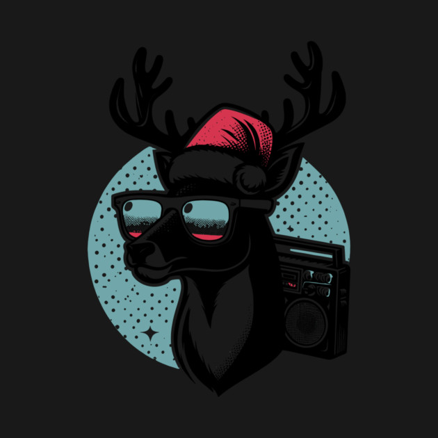 Retro Christmas Reindeer Santa Hat by Frank Ring