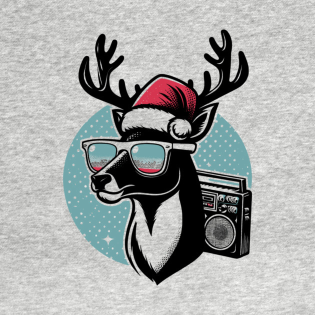 Retro Christmas Reindeer Santa Hat by Frank Ring