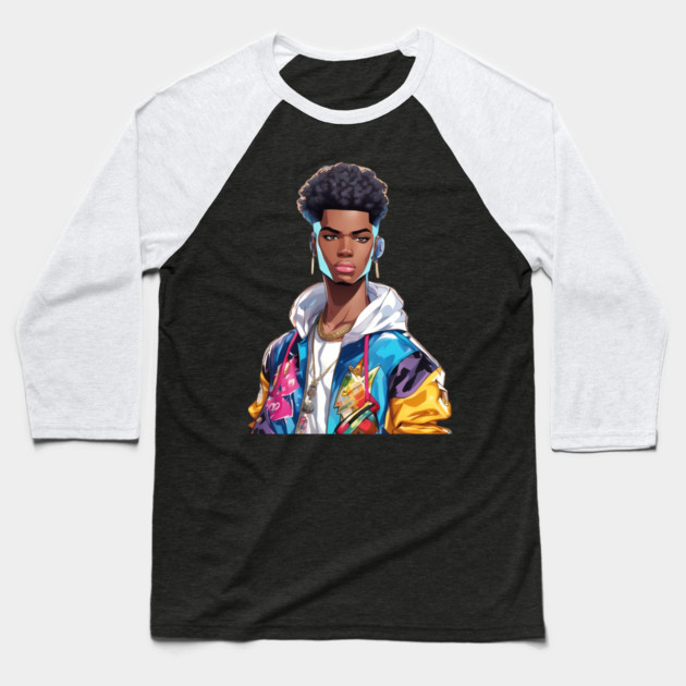 Afro Hip Hop Baseball T-Shirt by animegirlnft