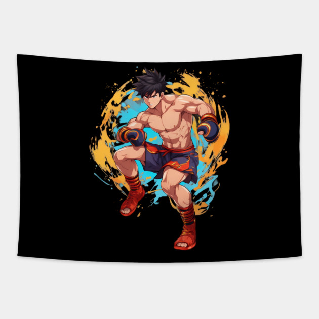 Muay Thai Fighter Tapestry by animegirlnft