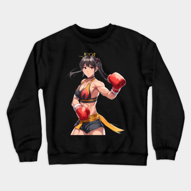 MMA Female Fighter Crewneck Sweatshirt by animegirlnft