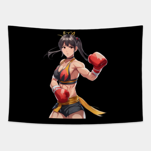 MMA Female Fighter Tapestry by animegirlnft