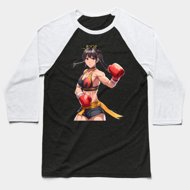 MMA Female Fighter Baseball T-Shirt by animegirlnft