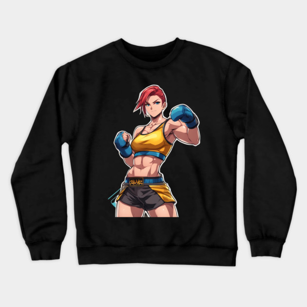 Kick Boxing Girl Crewneck Sweatshirt by animegirlnft