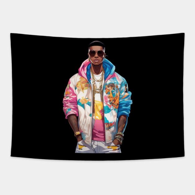 Handsome Black Guy Tapestry by animegirlnft