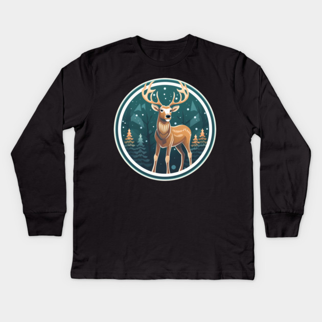 Deer in Ornament, Love Deers Kids Long Sleeve T-Shirt by logiamerch