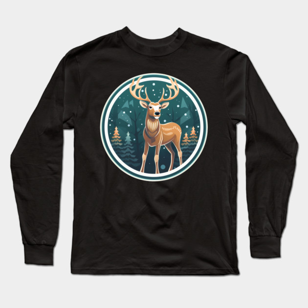Deer in Ornament, Love Deers Long Sleeve T-Shirt by logiamerch