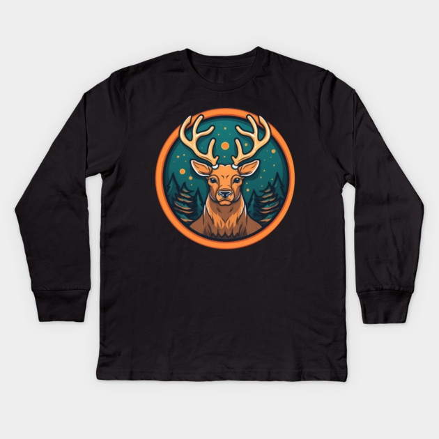 Deer in Ornament, Love Deers Kids Long Sleeve T-Shirt by logiamerch